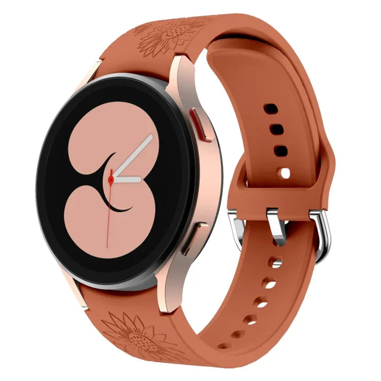 Sunflower Pattern Embossed Silicone Watch Band, For Samsung Galaxy Watch 6