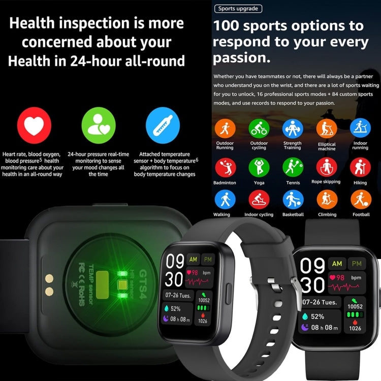 GS6 1.69 inch Runmefit  Pressure MET BT Call Smart Watch, Heart Rate / Blood Pressure / Body Temperature