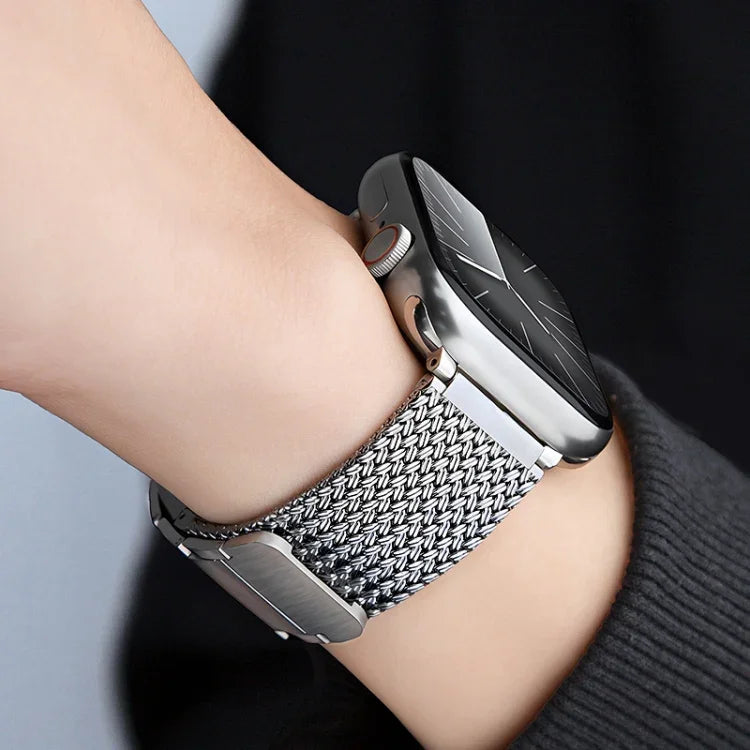 Magnetic Clasp Braided Chain Stainless Steel Watch Band, For Apple Watch 42mm, For Apple Watch 38mm