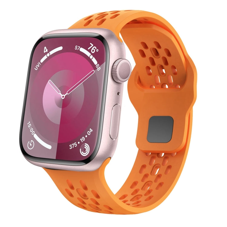 Oval Holes Fluororubber Watch Band, For Apple Watch SE 2023 44mm, For Apple Watch Ultra 2 49mm, For Apple Watch Series 9 45mm, For Apple Watch Ultra 49mm, For Apple Watch Series 8 45mm, For Apple Watch SE 2022 44mm, For Apple Watch Series 7 45mm       ...
