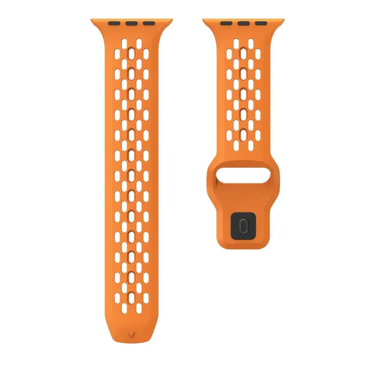 Oval Holes Fluororubber Watch Band, For Apple Watch Series 6 44mm, For Apple Watch Series 5 44mm, For Apple Watch Series 4 44mm, For Apple Watch Series 3 42mm, For Apple Watch Series 2 42mm, For Apple Watch 42mm