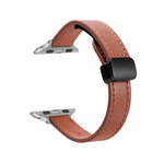 Slim Magnetic Buckle Genuine Leather Watch Band, For Apple Watch Series 9 41mm