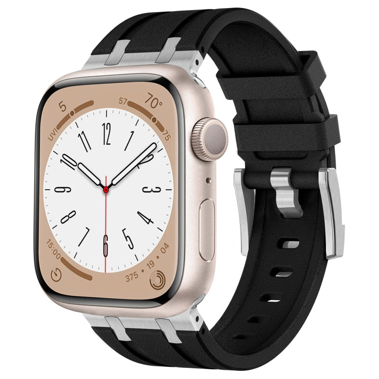 Stone Grain Liquid Silicone Watch Band, For Apple Watch Series 8 45mm, For Apple Watch SE 2022 44mm, For Apple Watch Series 7 45mm, For Apple Watch SE 44mm