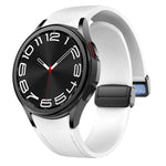 Magnetic Black Buckle Leather Silicone Watch Band, For Samsung Galaxy Watch 6