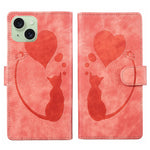 Pen Heart Cat Embossed Leather Phone Case, For iPhone 17 Pro Max, For iPhone 17 Pro, For iPhone 17, For iPhone Air, For iPhone 15 Pro Max, For iPhone 15 Pro, For iPhone 15 Plus, For iPhone 15