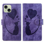 Pen Heart Cat Embossed Leather Phone Case, For iPhone 17 Pro Max, For iPhone 17 Pro, For iPhone 17, For iPhone Air, For iPhone 15 Pro Max, For iPhone 15 Pro, For iPhone 15 Plus, For iPhone 15
