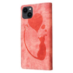 Pen Heart Cat Embossed Leather Phone Case, For iPhone 14 Plus, For iPhone 14, For iPhone 14 Pro, For iPhone 14 Pro Max, For iPhone 7 / 8 / SE 2022, For iPhone 13 Pro Max, For iPhone 13 Pro, For iPhone 13