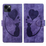 Pen Heart Cat Embossed Leather Phone Case, For iPhone 14 Plus, For iPhone 14, For iPhone 14 Pro, For iPhone 14 Pro Max, For iPhone 7 / 8 / SE 2022, For iPhone 13 Pro Max, For iPhone 13 Pro, For iPhone 13