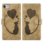 Pen Heart Cat Embossed Leather Phone Case, For iPhone 14 Plus, For iPhone 14, For iPhone 14 Pro, For iPhone 14 Pro Max, For iPhone 7 / 8 / SE 2022, For iPhone 13 Pro Max, For iPhone 13 Pro, For iPhone 13