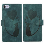 Pen Heart Cat Embossed Leather Phone Case, For iPhone 14 Plus, For iPhone 14, For iPhone 14 Pro, For iPhone 14 Pro Max, For iPhone 7 / 8 / SE 2022, For iPhone 13 Pro Max, For iPhone 13 Pro, For iPhone 13