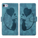 Pen Heart Cat Embossed Leather Phone Case, For iPhone 14 Plus, For iPhone 14, For iPhone 14 Pro, For iPhone 14 Pro Max, For iPhone 7 / 8 / SE 2022, For iPhone 13 Pro Max, For iPhone 13 Pro, For iPhone 13
