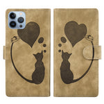 Pen Heart Cat Embossed Leather Phone Case, For iPhone 14 Plus, For iPhone 14, For iPhone 14 Pro, For iPhone 14 Pro Max, For iPhone 7 / 8 / SE 2022, For iPhone 13 Pro Max, For iPhone 13 Pro, For iPhone 13