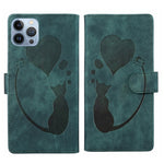 Pen Heart Cat Embossed Leather Phone Case, For iPhone 14 Plus, For iPhone 14, For iPhone 14 Pro, For iPhone 14 Pro Max, For iPhone 7 / 8 / SE 2022, For iPhone 13 Pro Max, For iPhone 13 Pro, For iPhone 13