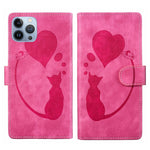 Pen Heart Cat Embossed Leather Phone Case, For iPhone 14 Plus, For iPhone 14, For iPhone 14 Pro, For iPhone 14 Pro Max, For iPhone 7 / 8 / SE 2022, For iPhone 13 Pro Max, For iPhone 13 Pro, For iPhone 13