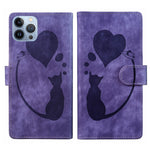 Pen Heart Cat Embossed Leather Phone Case, For iPhone 14 Plus, For iPhone 14, For iPhone 14 Pro, For iPhone 14 Pro Max, For iPhone 7 / 8 / SE 2022, For iPhone 13 Pro Max, For iPhone 13 Pro, For iPhone 13