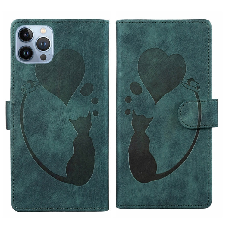 Pen Heart Cat Embossed Leather Phone Case, For iPhone 14 Plus, For iPhone 14, For iPhone 14 Pro, For iPhone 14 Pro Max, For iPhone 7 / 8 / SE 2022, For iPhone 13 Pro Max, For iPhone 13 Pro, For iPhone 13