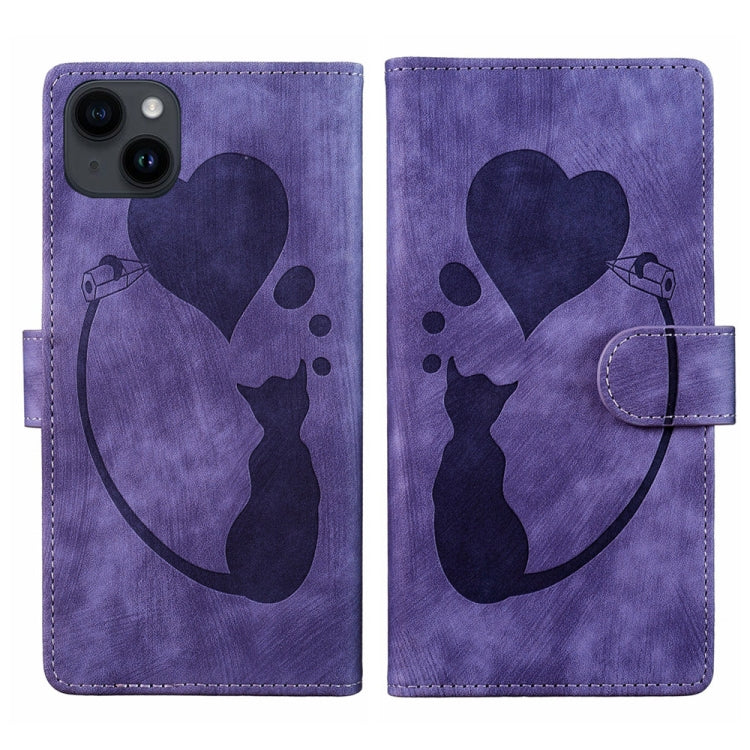 Pen Heart Cat Embossed Leather Phone Case, For iPhone 14 Plus, For iPhone 14, For iPhone 14 Pro, For iPhone 14 Pro Max, For iPhone 7 / 8 / SE 2022, For iPhone 13 Pro Max, For iPhone 13 Pro, For iPhone 13