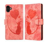 Pen Heart Cat Embossed Leather Phone Case, For iPhone 17 Pro Max, For iPhone 17 Pro, For iPhone 17, For iPhone Air, For iPhone 15 Pro Max, For iPhone 15 Pro, For iPhone 15 Plus, For iPhone 15