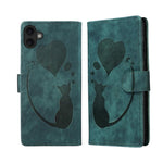 Pen Heart Cat Embossed Leather Phone Case, For iPhone 17 Pro Max, For iPhone 17 Pro, For iPhone 17, For iPhone Air, For iPhone 15 Pro Max, For iPhone 15 Pro, For iPhone 15 Plus, For iPhone 15