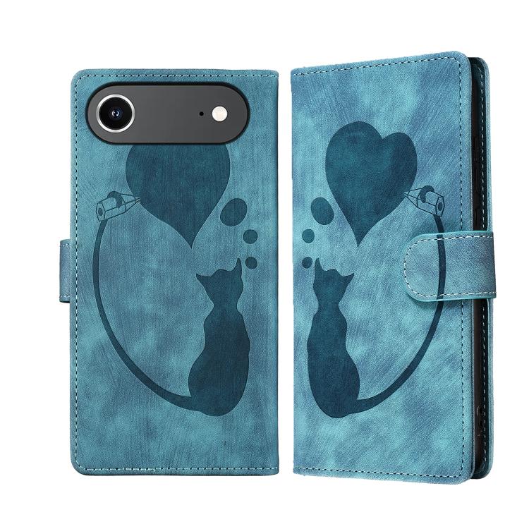 Pen Heart Cat Embossed Leather Phone Case, For iPhone 17 Pro Max, For iPhone 17 Pro, For iPhone 17, For iPhone Air, For iPhone 15 Pro Max, For iPhone 15 Pro, For iPhone 15 Plus, For iPhone 15