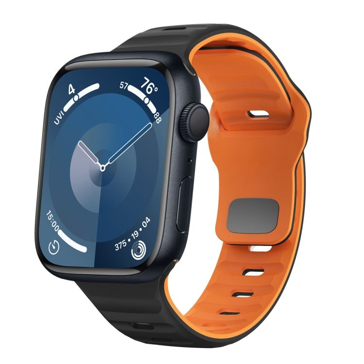Wave Texture Reverse Buckle Silicone Watch Band, For Apple Watch Ultra 2 49mm, For Apple Watch Series 9 45mm, For Apple Watch Series 9 41mm, For Apple Watch Ultra 49mm