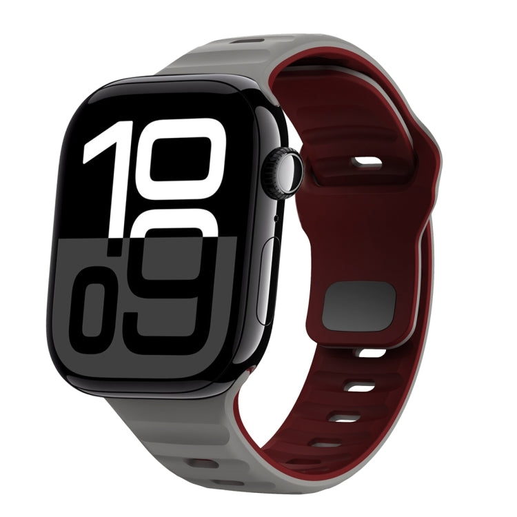 Wave Texture Reverse Buckle Silicone Watch Band, For Apple Watch Series 10 46mm, For Apple Watch Series 10 42mm, For Apple Watch SE 2023 44mm, For Apple Watch SE 2023 40mm