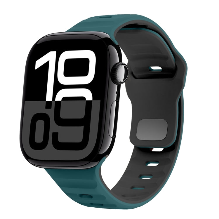 Wave Texture Reverse Buckle Silicone Watch Band, For Apple Watch Series 10 46mm, For Apple Watch Series 10 42mm, For Apple Watch SE 2023 44mm, For Apple Watch SE 2023 40mm