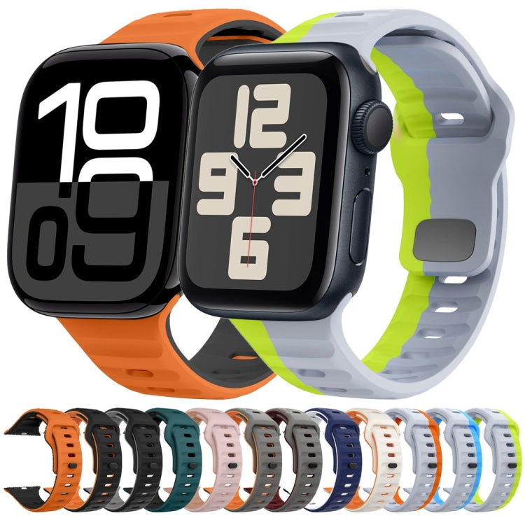 Wave Texture Reverse Buckle Silicone Watch Band, For Apple Watch Ultra 2 49mm, For Apple Watch Series 9 45mm, For Apple Watch Series 9 41mm, For Apple Watch Ultra 49mm