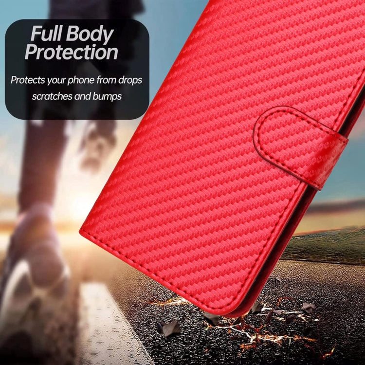 YX0070 Carbon Fiber Buckle Leather Phone Case with Lanyard, For iPhone 17e / 16e, For iPhone 17 Pro Max, For iPhone 17 Pro, For iPhone 17, For iPhone Air, For iPhone 16 Pro Max