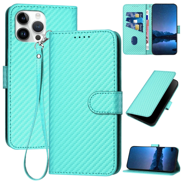 YX0070 Carbon Fiber Buckle Leather Phone Case with Lanyard, For iPhone 13 Pro Max, For iPhone 13 Pro, For iPhone 13, For iPhone 13 mini, For iPhone 12 / 12 Pro, For iPhone 12 Pro Max