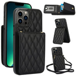 YM015 Crossbody Rhombic Card Bag RFID Phone Case, For iPhone 14 Pro Max, For iPhone 13 Pro Max, For iPhone 13 Pro, For iPhone 13, For iPhone 12 / 12 Pro, For iPhone 12 Pro Max, For iPhone 11 Pro Max, For iPhone 11