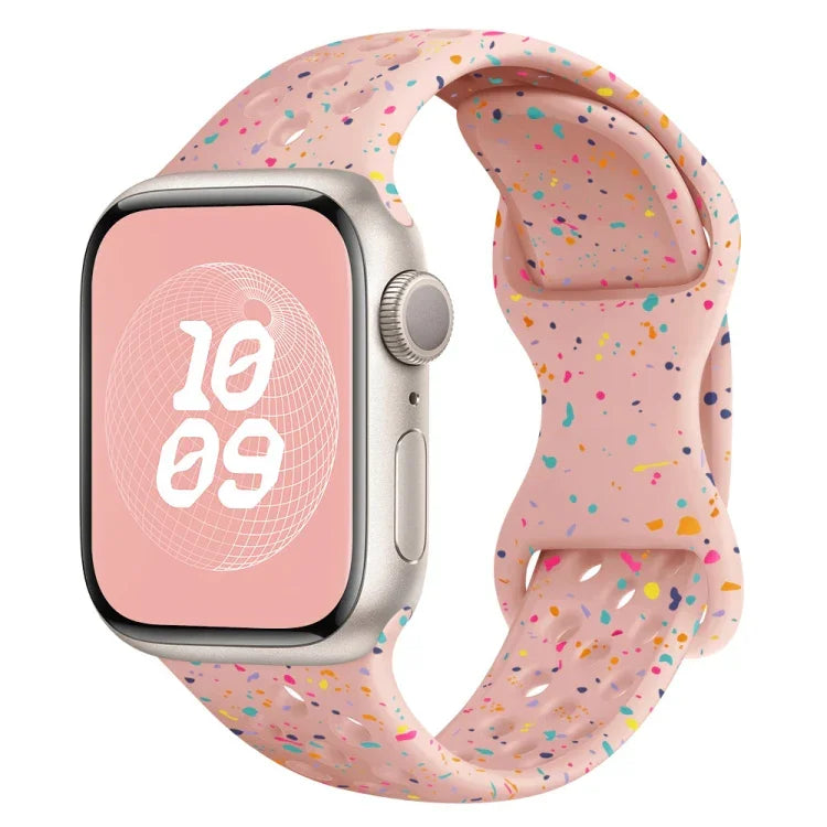 Hole Style Butterfly Buckle Camouflage Silicone Watch Band, For Apple Watch Series 10 46mm, For Apple Watch Series 10 42mm, For Apple Watch SE 2023 44mm, For Apple Watch SE 2023 40mm