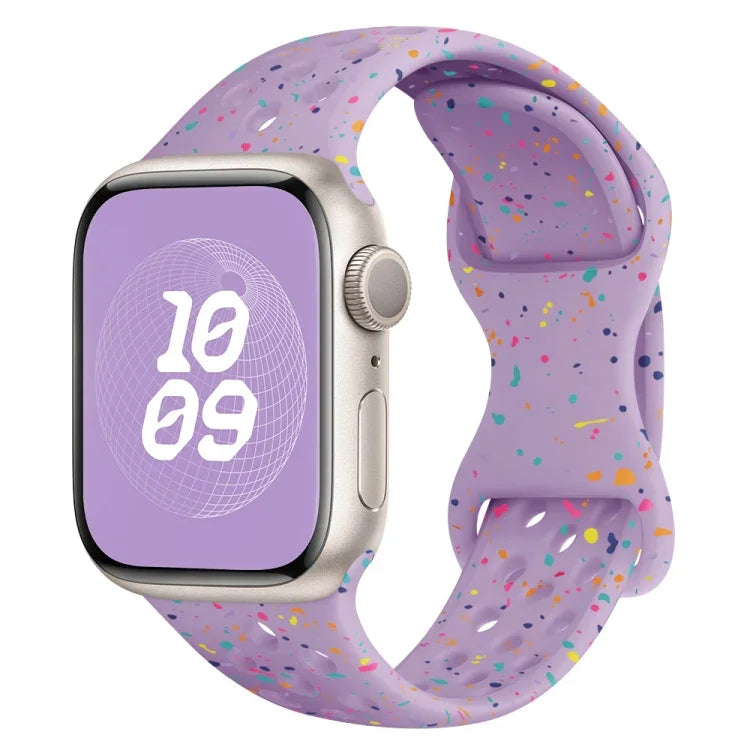 Hole Style Butterfly Buckle Camouflage Silicone Watch Band, For Apple Watch Series 8 41mm, For Apple Watch Series 8 45mm, For Apple Watch SE 2022 40mm, For Apple Watch SE 2022 44mm