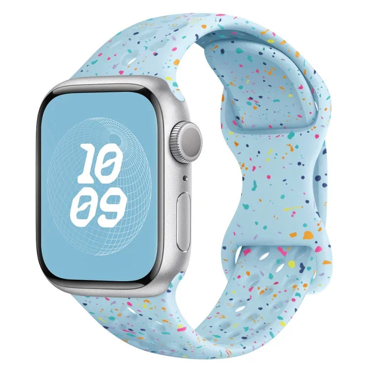 Hole Style Butterfly Buckle Camouflage Silicone Watch Band, For Apple Watch Series 8 41mm, For Apple Watch Series 8 45mm, For Apple Watch SE 2022 40mm, For Apple Watch SE 2022 44mm