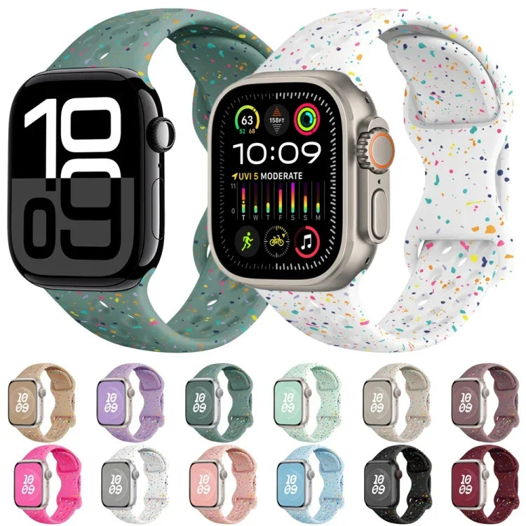 Hole Style Butterfly Buckle Camouflage Silicone Watch Band, For Apple Watch Series 10 46mm, For Apple Watch Series 10 42mm, For Apple Watch SE 2023 44mm, For Apple Watch SE 2023 40mm