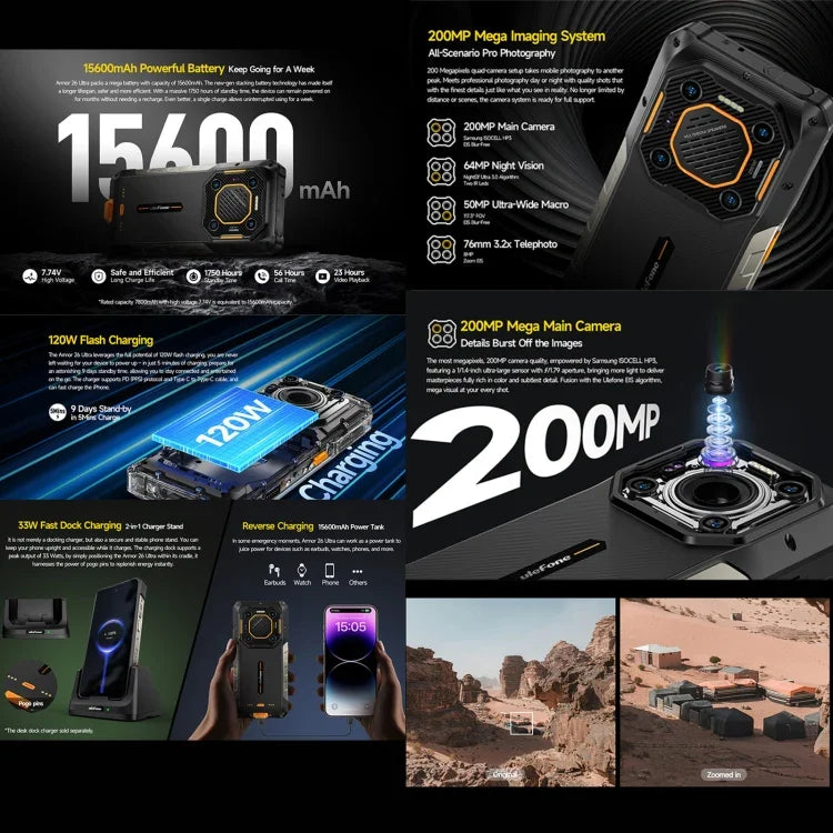 Ulefone Armor 26 Ultra Walkie-Talkie Version Rugged Phone, 6.78 inch Android 13 MediaTek Dimensity 8020 Octa Core, Network: 5G, NFC, 12GB+512GB Walkie-Talkie Version