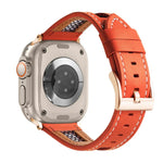 Mesh Calfskin Genuine Leather Watch Band, For Apple Watch SE 2023 44mm, For Apple Watch SE 2023 40mm, For Apple Watch Ultra 2 49mm, For Apple Watch Series 9 45mm, For Apple Watch Series 9 41mm, For Apple Watch Ultra 49mm