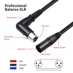 XK041L XLR 3pin Straight Male to Elbow Female Audio Cable, 0.3m, 1m, 2m, 3m, 5m, 10m