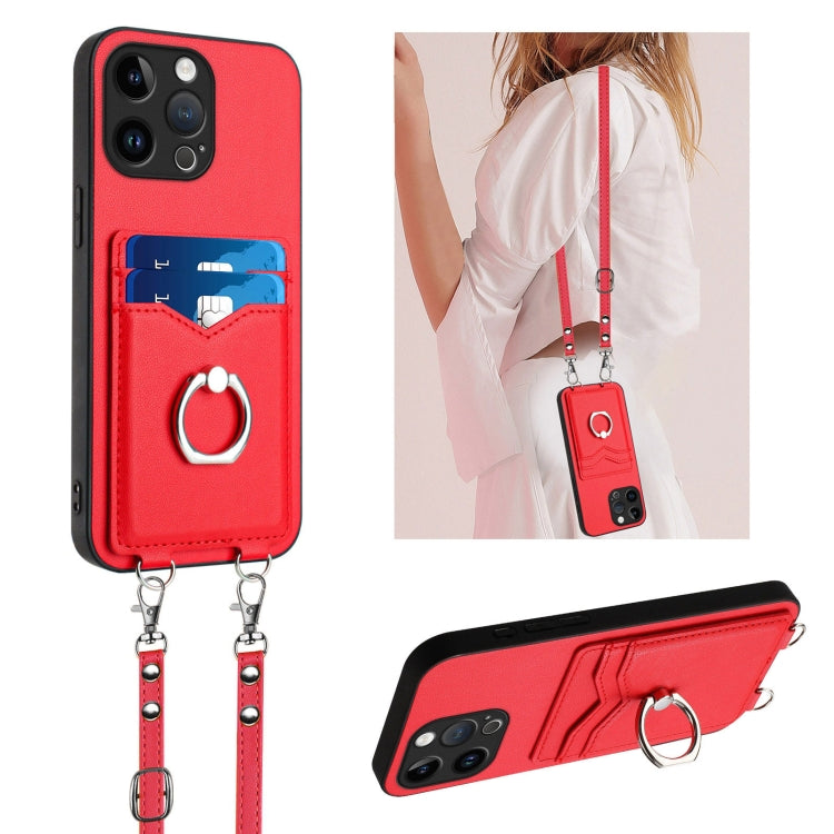 R20 Crossbody Rope Ring Card Holder Phone Case, For iPhone 17 Pro Max, For iPhone 17 Pro, For iPhone 17, For iPhone Air, For iPhone 15 Pro Max, For iPhone 15 Pro, For iPhone 15 Plus, For iPhone 15