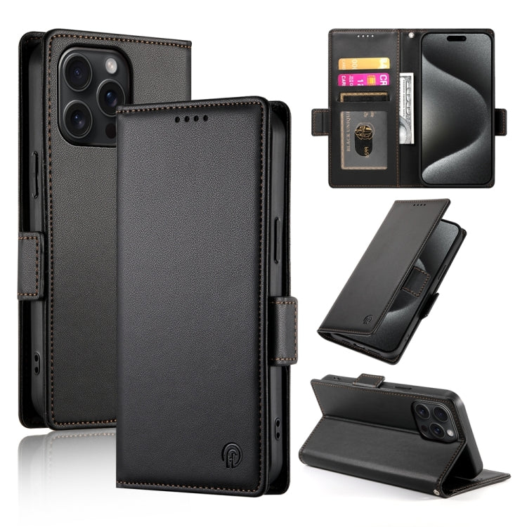Side Buckle Magnetic Frosted Leather Phone Case, For iPhone 16 Pro, For iPhone 16 Plus, For iPhone 16, For iPhone 15 Pro Max, For iPhone 15 Pro, For iPhone 15 Plus