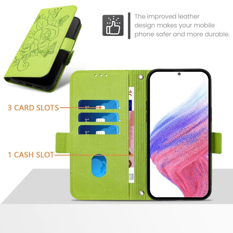 Embossed Rose RFID Anti-theft Leather Phone Case, For iPhone 14 Pro Max, For iPhone SE 2022 / SE 2020 / 8 / 7, For iPhone 13 Pro Max, For iPhone 13 Pro, For iPhone 13 mini, For iPhone 12  / 12 Pro, For iPhone 12 Pro Max, For iPhone 12 mini