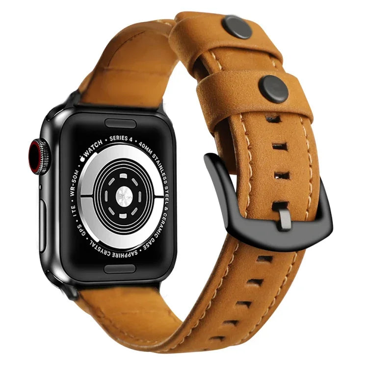 Genuine Leather Replacement Strap Watchband, For Apple Watch 5 & 4 40mm / 3 & 2 & 1 38mm, For Apple Watch 5 & 4 44mm / 3 & 2 & 1 42mm