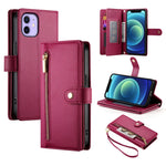 Nine Card-slot Zipper Wallet Bag Leather Phone Case, For iPhone 14 Pro Max, For iPhone 13 Pro Max, For iPhone 13 Pro, For iPhone 13, For iPhone 13 mini, For iPhone 12 / 12 Pro, For iPhone 12 Pro Max, For iPhone 12 mini