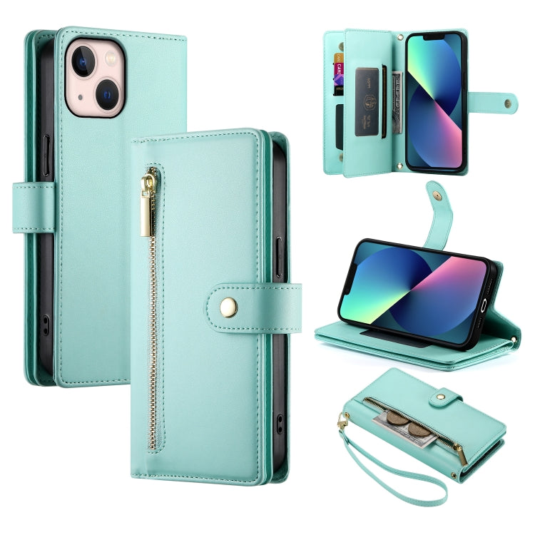 Nine Card-slot Zipper Wallet Bag Leather Phone Case, For iPhone 14 Pro Max, For iPhone 13 Pro Max, For iPhone 13 Pro, For iPhone 13, For iPhone 13 mini, For iPhone 12 / 12 Pro, For iPhone 12 Pro Max, For iPhone 12 mini
