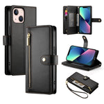 Nine Card-slot Zipper Wallet Bag Leather Phone Case, For iPhone 14 Pro Max, For iPhone 13 Pro Max, For iPhone 13 Pro, For iPhone 13, For iPhone 13 mini, For iPhone 12 / 12 Pro, For iPhone 12 Pro Max, For iPhone 12 mini