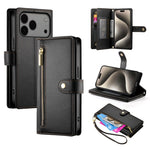 Nine Card-slot Zipper Wallet Bag Leather Phone Case, For iPhone 17 Pro Max, For iPhone 17 Pro, For iPhone 17, For iPhone Air, For iPhone 16e, For iPhone 16 Pro Max, For iPhone 16 Pro, For iPhone 16 Plus