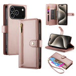 Nine Card-slot Zipper Wallet Bag Leather Phone Case, For iPhone 17 Pro Max, For iPhone 17 Pro, For iPhone 17, For iPhone Air, For iPhone 16e, For iPhone 16 Pro Max, For iPhone 16 Pro, For iPhone 16 Plus
