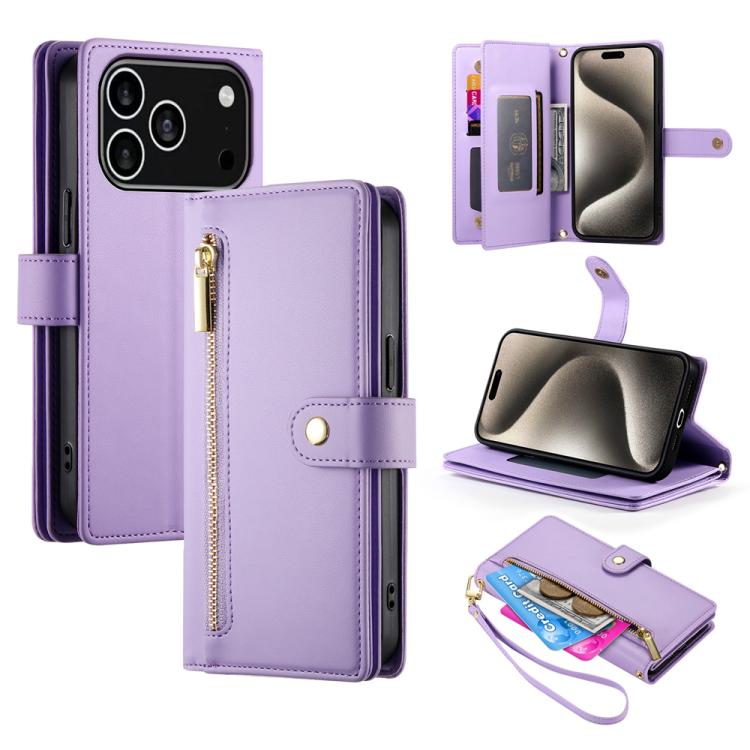 Nine Card-slot Zipper Wallet Bag Leather Phone Case, For iPhone 17 Pro Max, For iPhone 17 Pro, For iPhone 17, For iPhone Air, For iPhone 16e, For iPhone 16 Pro Max, For iPhone 16 Pro, For iPhone 16 Plus