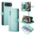 Nine Card-slot Zipper Wallet Bag Leather Phone Case, For iPhone 17 Pro Max, For iPhone 17 Pro, For iPhone 17, For iPhone Air, For iPhone 16e, For iPhone 16 Pro Max, For iPhone 16 Pro, For iPhone 16 Plus