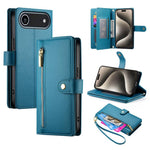 Nine Card-slot Zipper Wallet Bag Leather Phone Case, For iPhone 17 Pro Max, For iPhone 17 Pro, For iPhone 17, For iPhone Air, For iPhone 16e, For iPhone 16 Pro Max, For iPhone 16 Pro, For iPhone 16 Plus